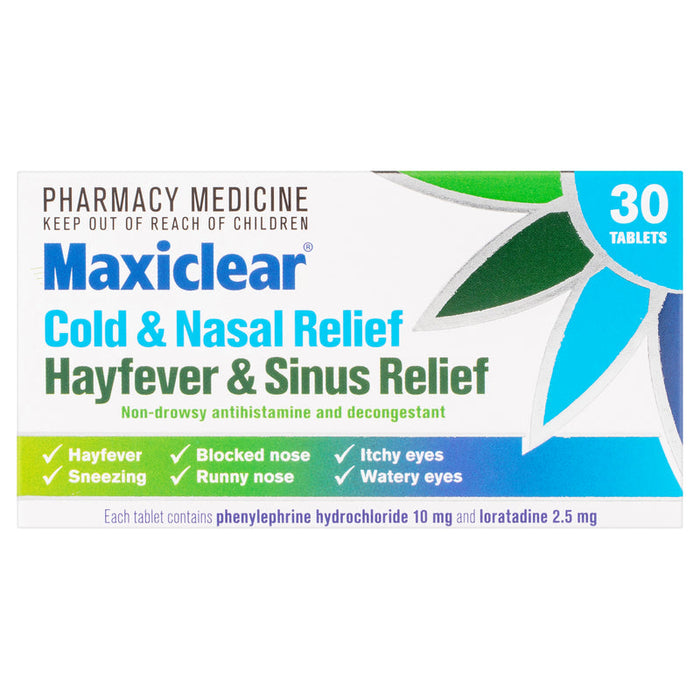 Maxiclear Cold & Nasal Relief Hayfever & Sinus Relief Tablets 30