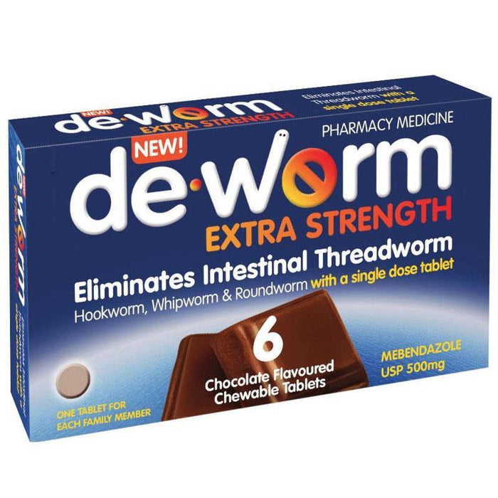 De-Worm 500mg Extra Strength Chocolate Chewable Tablets 6