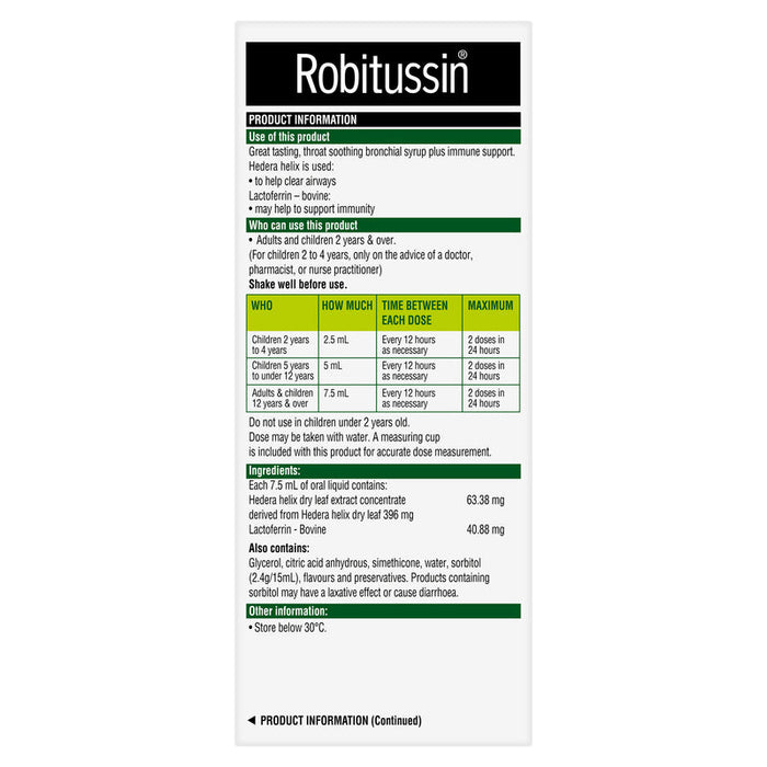 Robitussin Bronchial Syrup + Immune Support 200ml