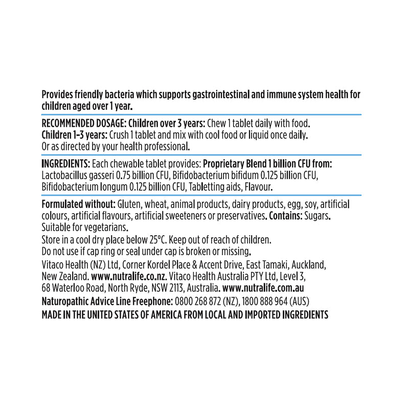 Nutralife ProBiotica Kids Daily Chewable Tablets 30