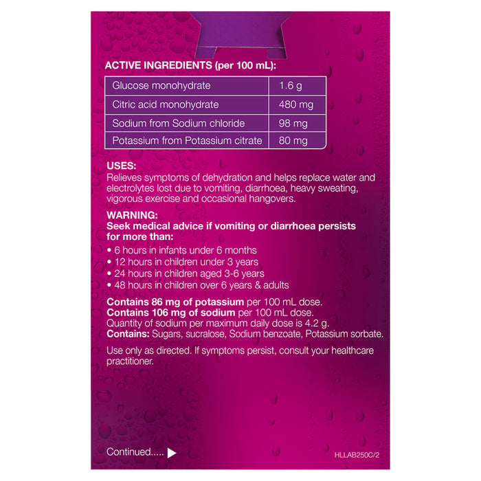 Hydralyte RTU Electrolyte Solution Apple & Blackcurrant 4 x 250ml