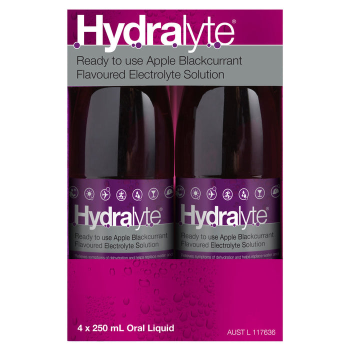 Hydralyte RTU Electrolyte Solution Apple & Blackcurrant 4 x 250ml