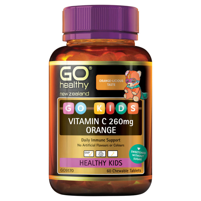 GO Healthy GO Kids Vitamin C 260mg Orange Chewable Tablets 60