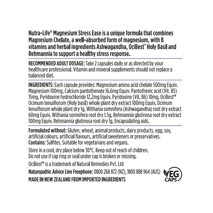 Nutralife Magnesium Stress Ease Capsules 60