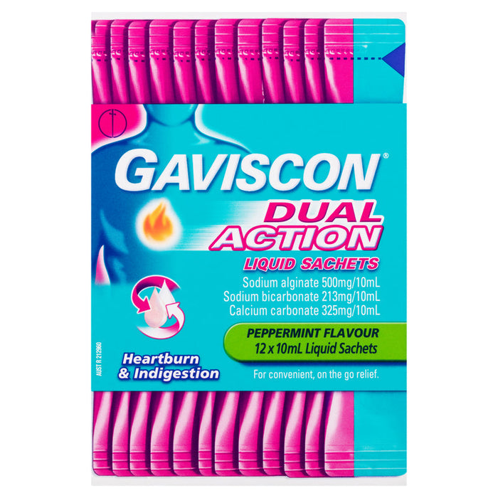 Gaviscon DUAL ACTION Liquid Sachets 12x10ml - Peppermint