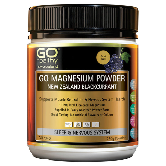 GO Healthy GO Magnesium Powder New Zealand Blackcurrant 250g