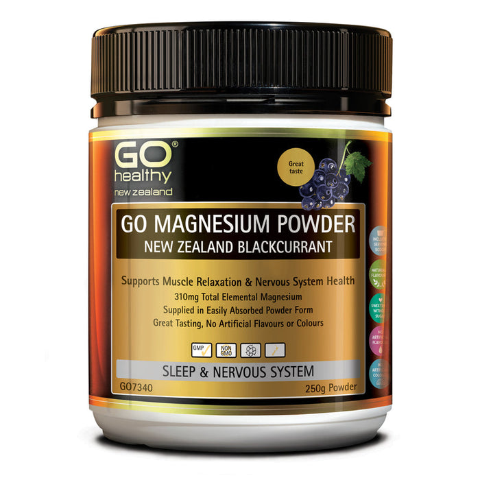 GO Healthy GO Magnesium Powder New Zealand Blackcurrant 250g