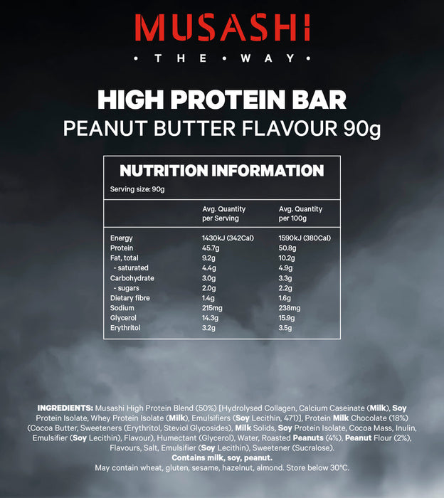 Musashi High Protein Bars 12 x 90g - Peanut Butter