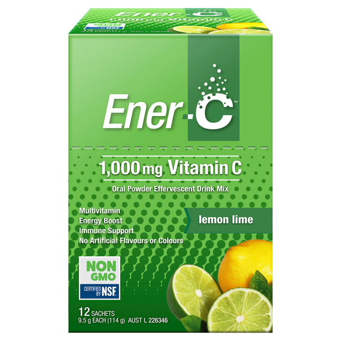 Ener-C 1000mg Vitamin C Effervescent Powder 12 Sachets - Lemon Lime