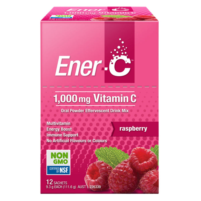 Ener-C 1000mg Vitamin C Effervescent Powder 12 Sachets - Raspberry