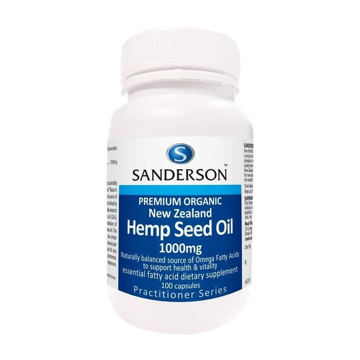 Sanderson Premium Organic Hemp Seed Oil 1000mg Capsules 100