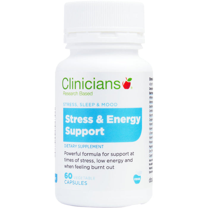 Clinicians Stress & Energy Support Vege Caps 60