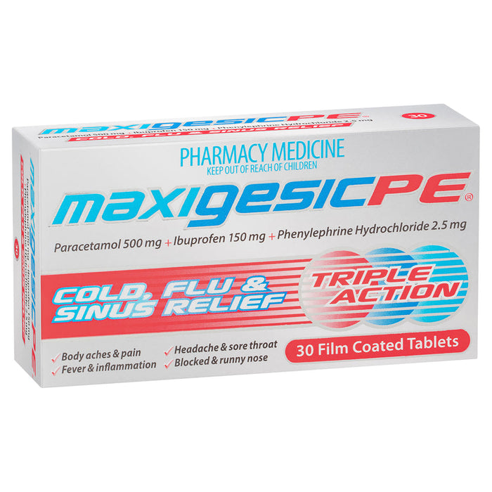 Maxigesic PE Cold, Flu & Sinus Relief Tablets 30