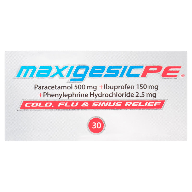 Maxigesic PE Cold, Flu & Sinus Relief Tablets 30