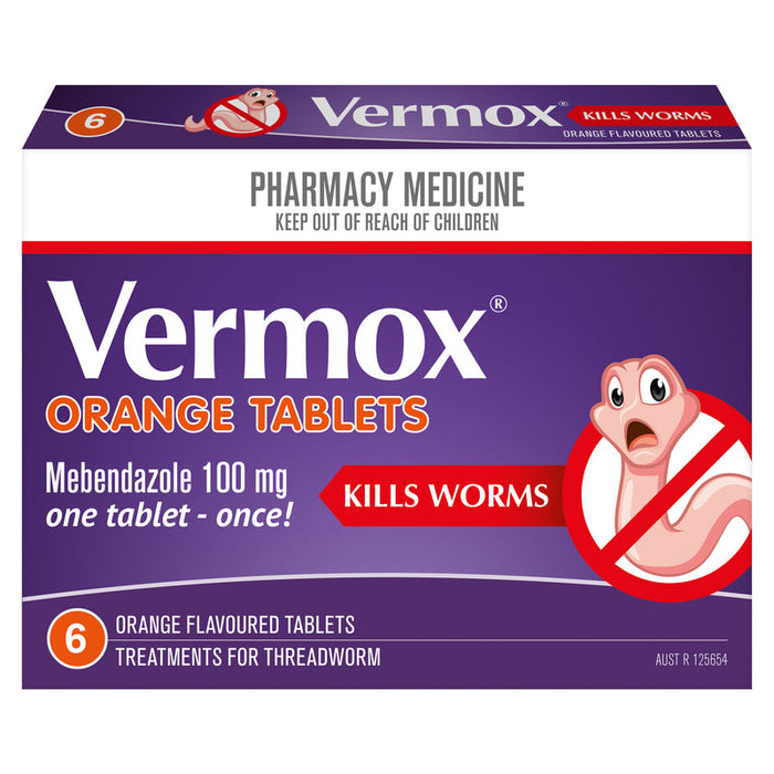 Vermox Tablets 6 -Orange Flavoured