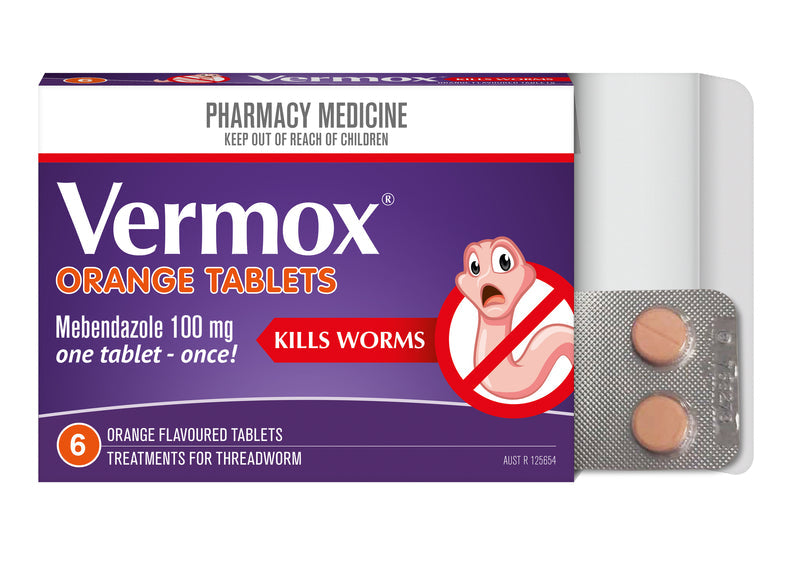 Vermox Tablets 6 -Orange Flavoured