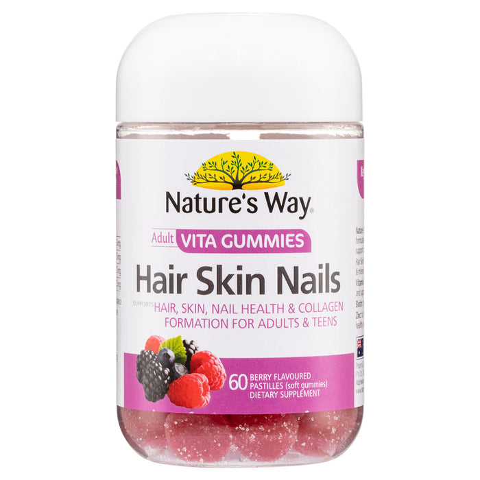 Natures Way NZ - Adult Vita Gummies Hair Skin Nails 60 - Berry