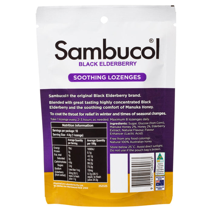 Sambucol Soothing Throat Honey Lozenges 16 Pack