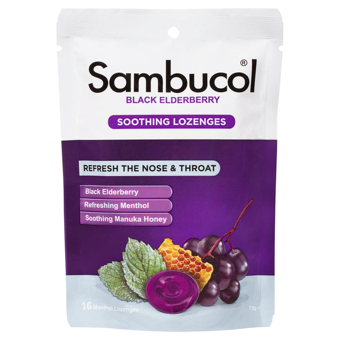 Sambucol Soothing Nose & Throat Menthol Lozenges 16 Pack