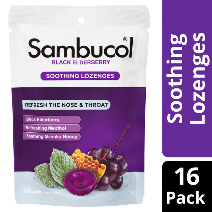 Sambucol Soothing Nose & Throat Menthol Lozenges 16 Pack