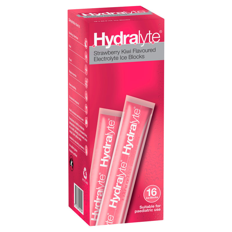 Hydralyte Electrolyte Ice Blocks Strawberry Kiwi 16 x 62.5ml