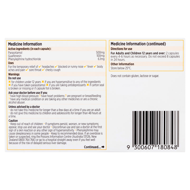 Codral Cold & Flu + Mucus Cough Capsules 24