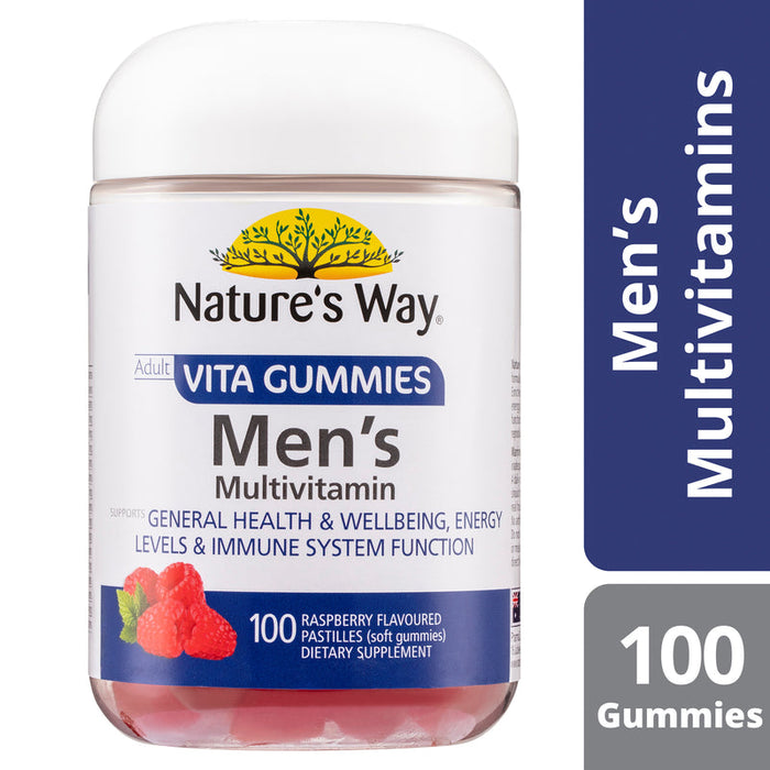 Natures Way NZ - Adult Vita Gummies Mens Multivitamin 100 - Raspberry, Lemon & Blueberry