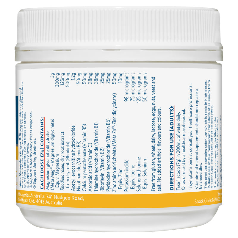 Ethical Nutrients Mega Magnesium Energy & Stress Powder 140g - Tropical