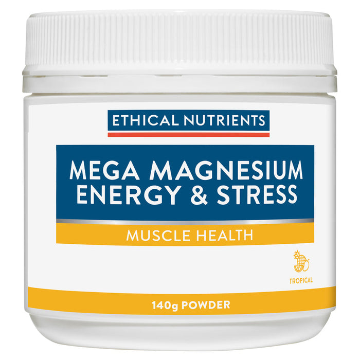 Ethical Nutrients Mega Magnesium Energy & Stress Powder 140g - Tropical