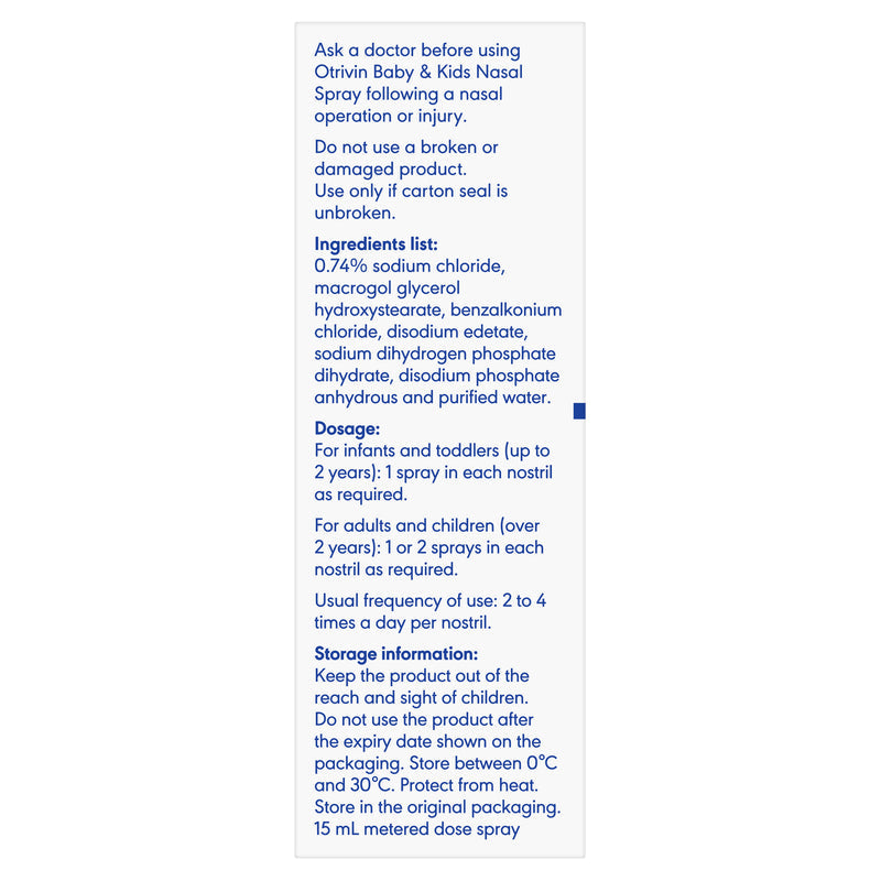 Otrivin Baby & Kids Saline Solution Nasal Spray 15ml