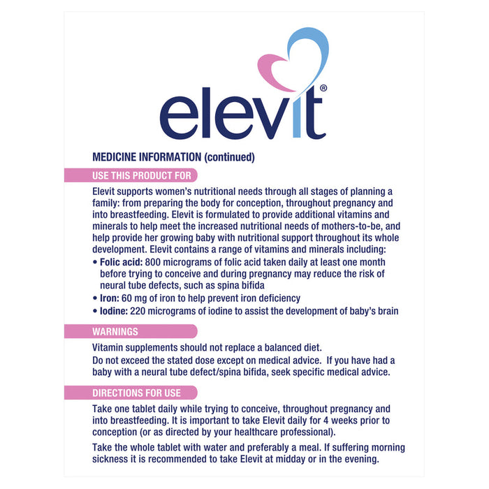 Elevit Pre-Conception & Pregnancy Tablets 100