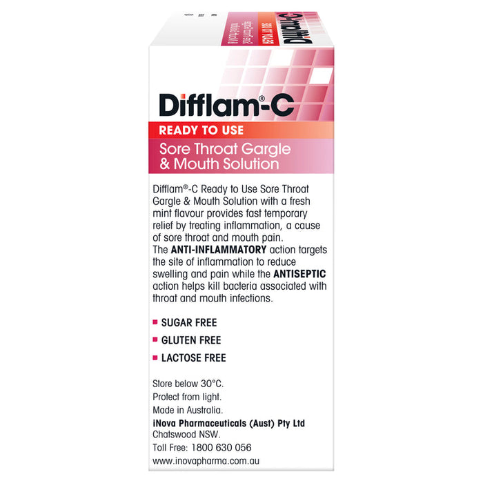 Difflam PLUS Antiseptic + Anti-Inflammatory Sore Throat Gargle 200ml