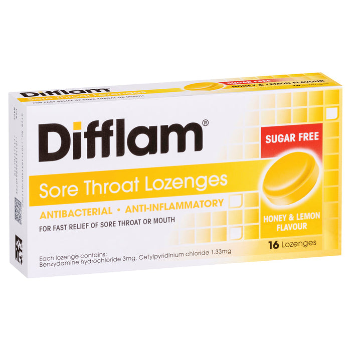 Difflam Anti-Inflammatory + Antibacterial Dual Action Lozenges 16 - Honey Lemon