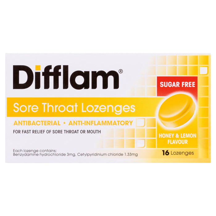 Difflam Anti-Inflammatory + Antibacterial Dual Action Lozenges 16 - Honey Lemon