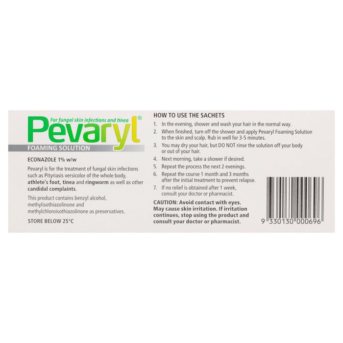 Pevaryl Foaming Solution Sachets 3x10g