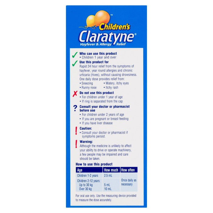 Claratyne Childrens Syrup 100ml - Peach