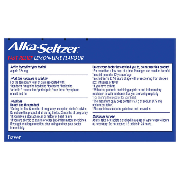 Alka-Seltzer Effervescent Tablets 20 - Lemon-Lime